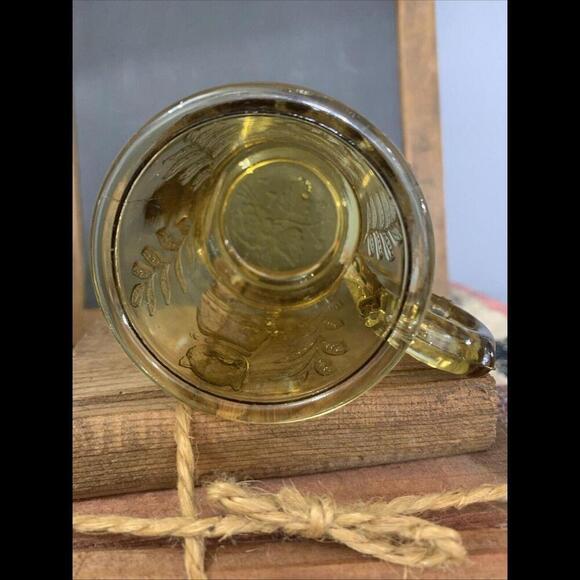 Vintage Mosser Gold Amber Child's Glass Kitten and Puppy Mug Cup  Cat Dog​​ - Picture 6 of 7